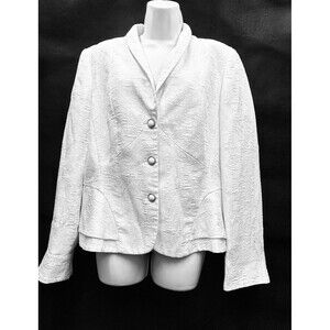 John Meyer Women's Size 12 White Pearl Buttons  Vintage Jacket Blazer Collar